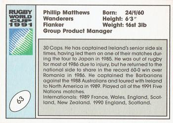 1991 Regina Rugby World Cup #63 Phillip Matthews Back